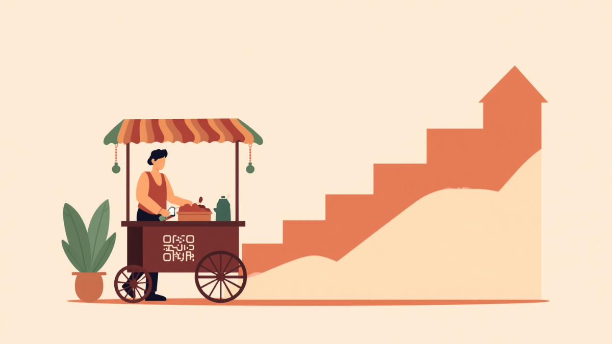 A street vendor with a cart selling food or goods